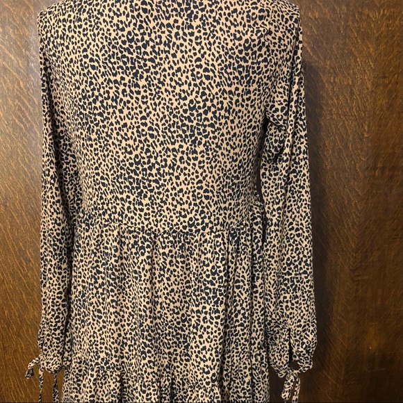 WILD FABLE Animal Print Baby Doll Long Sleeve Mini Dress Sz XS - Picture 4 of 9